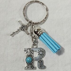 Initial letter R keychain bag charm keyring